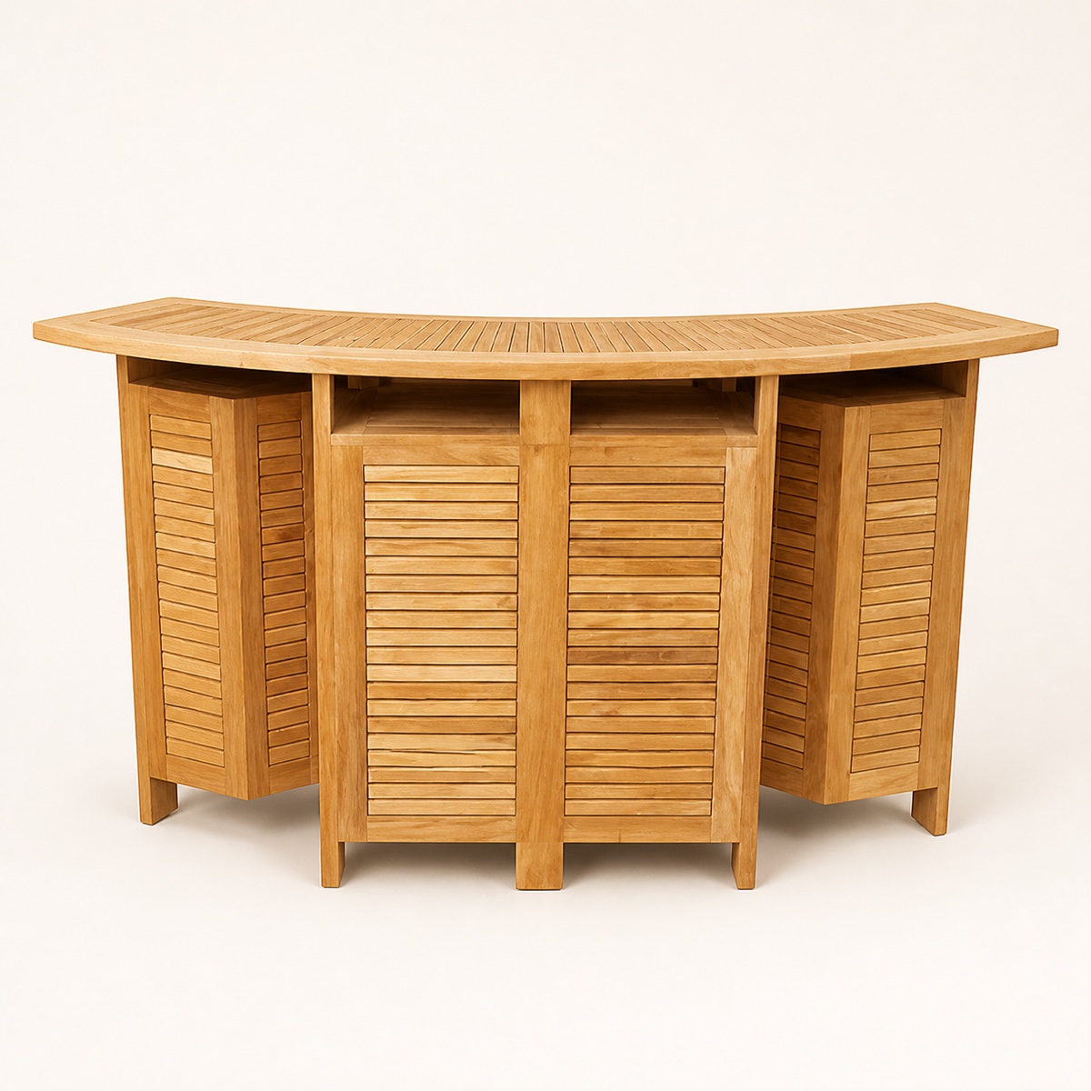 Six-foot teak round portable event bar